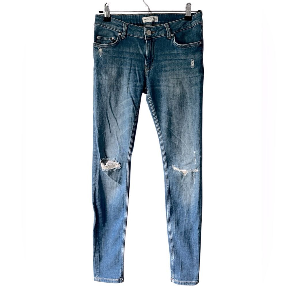 Zara Premium Denim Womens Regular Fit Skinny Leg Jeans Blue Stretch Size 4